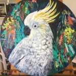 White Cockatoo - round canvas - SOLD