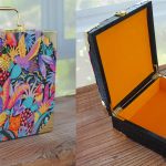 Cigar Box Bag - Black Leather Exterior