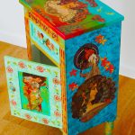Timber Side Cupboard - painted and decoupage