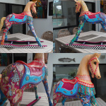 Rocking Horse - decoupage and lacquered - 94 cm high